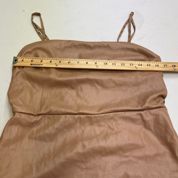 Lulu's Caramel Bodycon Faux Leather Mini Dress Size XL - Picture 14 of 16